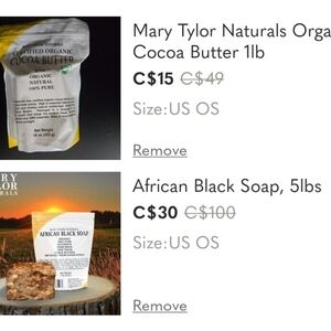 Mary Tylor Naturals Bundle Organic Cocoa Butter 1lb And African Black Soap 5lb